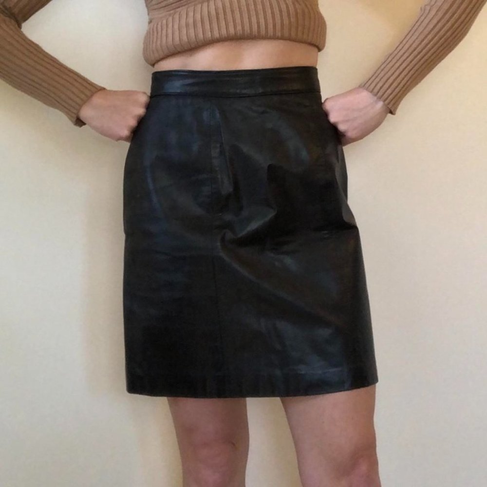 Byrnes and Baker Black Leather Skirt